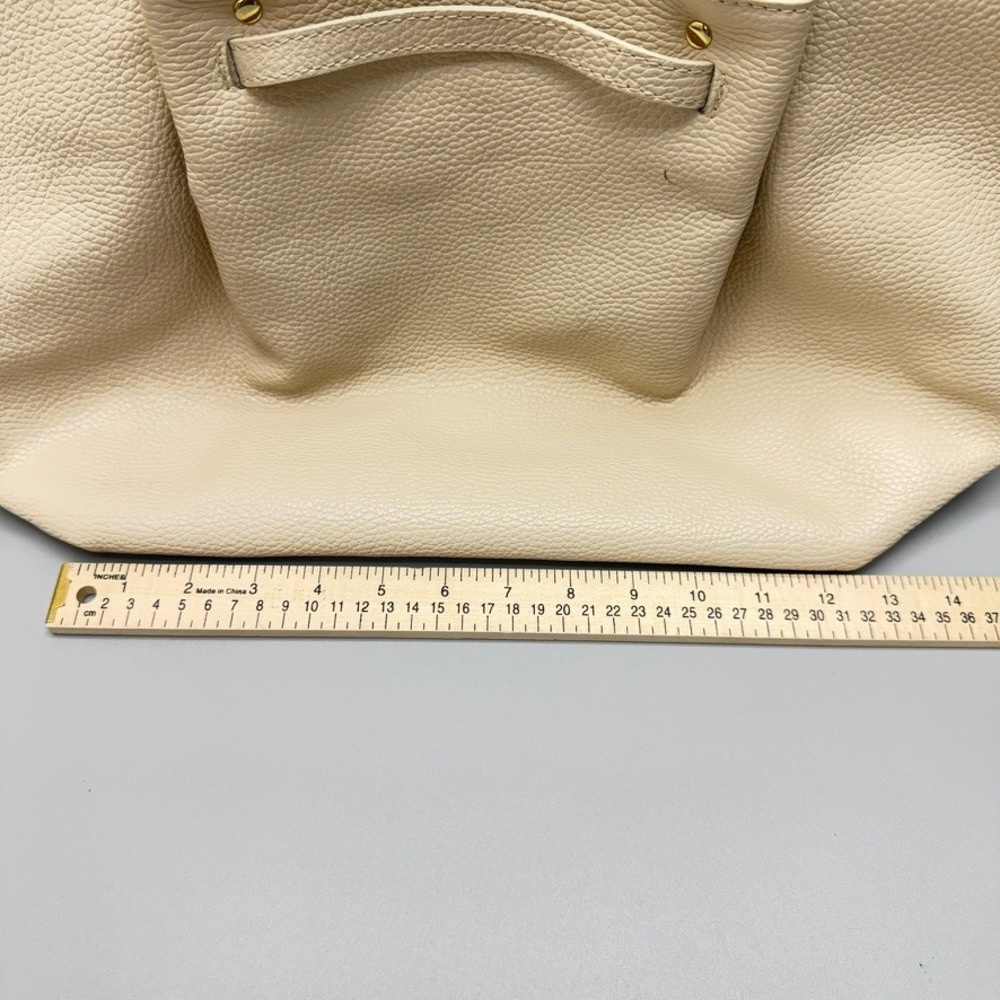 Isadora Italian Made Oversized Cream Pebbled Leather Tote Bag Summer Statement - Picture 11 of 16